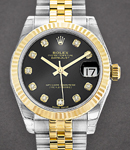 2-Tone Datejust Midsize 31mm on Jubilee Bracelet with Black Diamond Dial