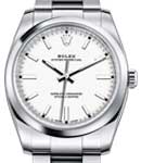 Oyster Perpetual 34mm in Steel with Smooth bezel on Oyster Bracelet with White Grape Index Dial