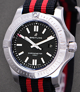 Chronomat 44mm in Steel on Black & Red Fabric Strap with Black Dial