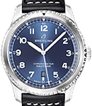 Navitimer 8 41mm Automatic in Steel on Black Calfskin Leather Strap with Blue Dial