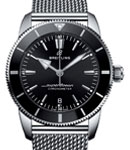 Superocean Heritage II 44mm in Steel with Black Ceramic Bezel on Steel Bracelet with Black Dial
