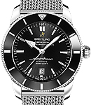 Superocean Heritage II 46mm in Steel with Black Ceramic Bezel on Steel Bracelet with Black Dial