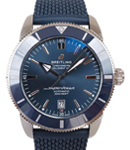 Superocean Heritage II 46mm in Steel with Blue Ceramic Bezel on Blue Aero Classic Rubber Strap with Blue Dial
