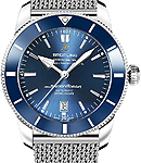 Superocean Heritage II 46mm in Steel with Blue Ceramic Bezel on Stainless Steel Bracelet with Blue Dial