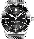 Superocean Heritage II 42mm in Steel with Black Ceramic Bezel on Stainless Steel Bracelet with Black Dial