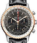 Navitimer 01 B01 Chronogaph in Steel with Rose Gold Bezel on Black Crocodile Leather Strap Deplyant Buckle with Grey Dial