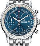 Navitimer 1 Chronograph 41 in Steel on Steel Bracelet with Blue Dial