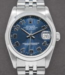 Mid Size Datejust 31mm in Steel with Smooth Bezel on Jubilee Bracelet with Blue Concentric Arabic Dial