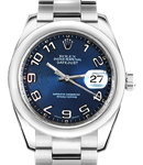 MidSize DateJust in Steel with Domed Bezel on Oyster Bracelet with Blue Concentric Arabic Dial