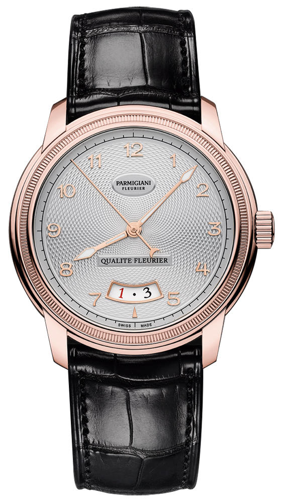 Toric Qualite Fleurier 40.8mm in Rose Gold on Black Crocodile Leather Strap with Silver Dial