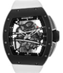RM 61 - Tourbillon Yohan Blake in Black Ceramic on White Rubber Strap with Skeleton Dial