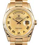 President Day-Date 36mm in Yellow Gold with Fluted Bezel  on President Bracelet with Champagne Decorated MOP Roman Dial