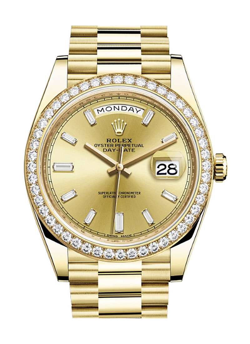 Pre-Owned Rolex President 40mm Day Date in Yellow Gold with Diamond Bezel