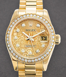 Ladies Datejust 28mm in Yellow Gold with Diamond Bezel on President Bracelet with Champagne Jubilee Diamond Dial