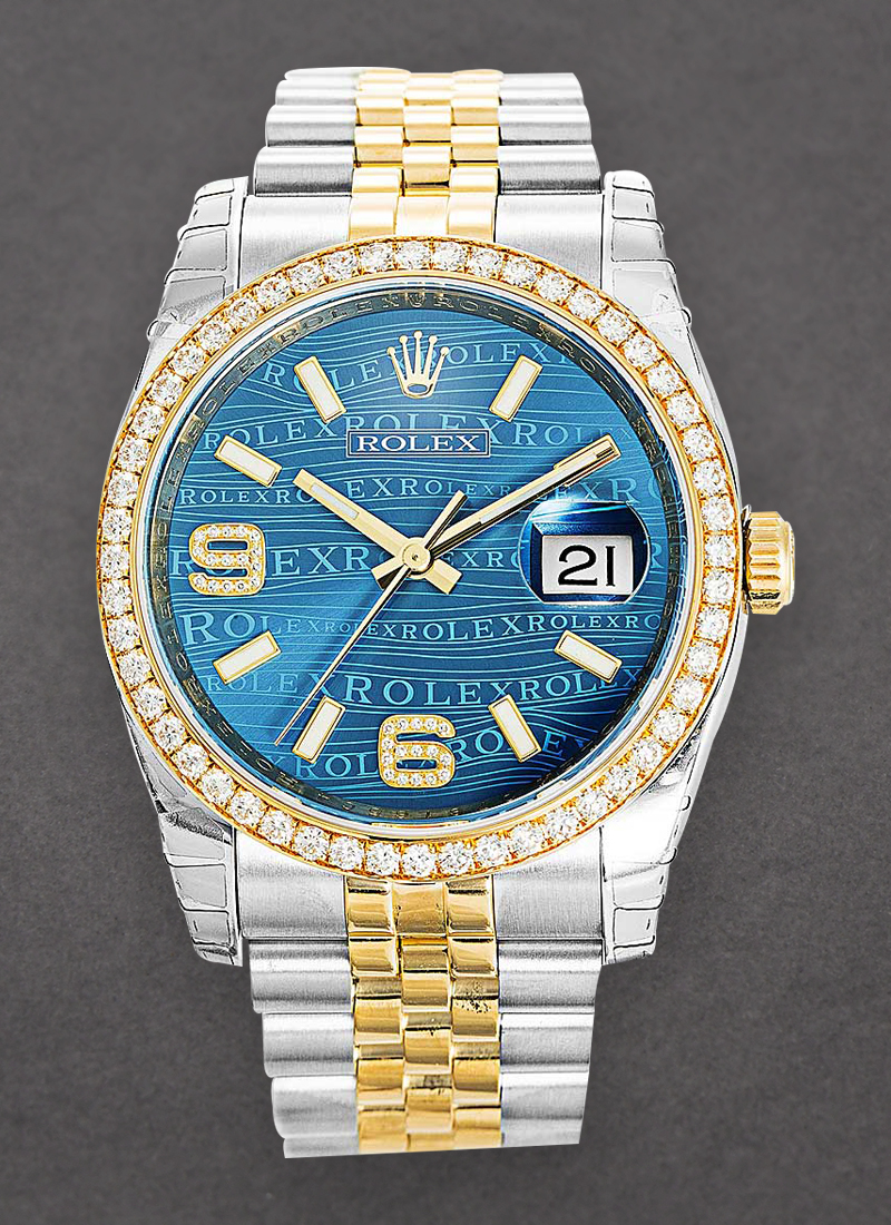 Pre-Owned Rolex 2-Tone Datejust 36mm in Steel with Yellow Gold Diamond Bezel