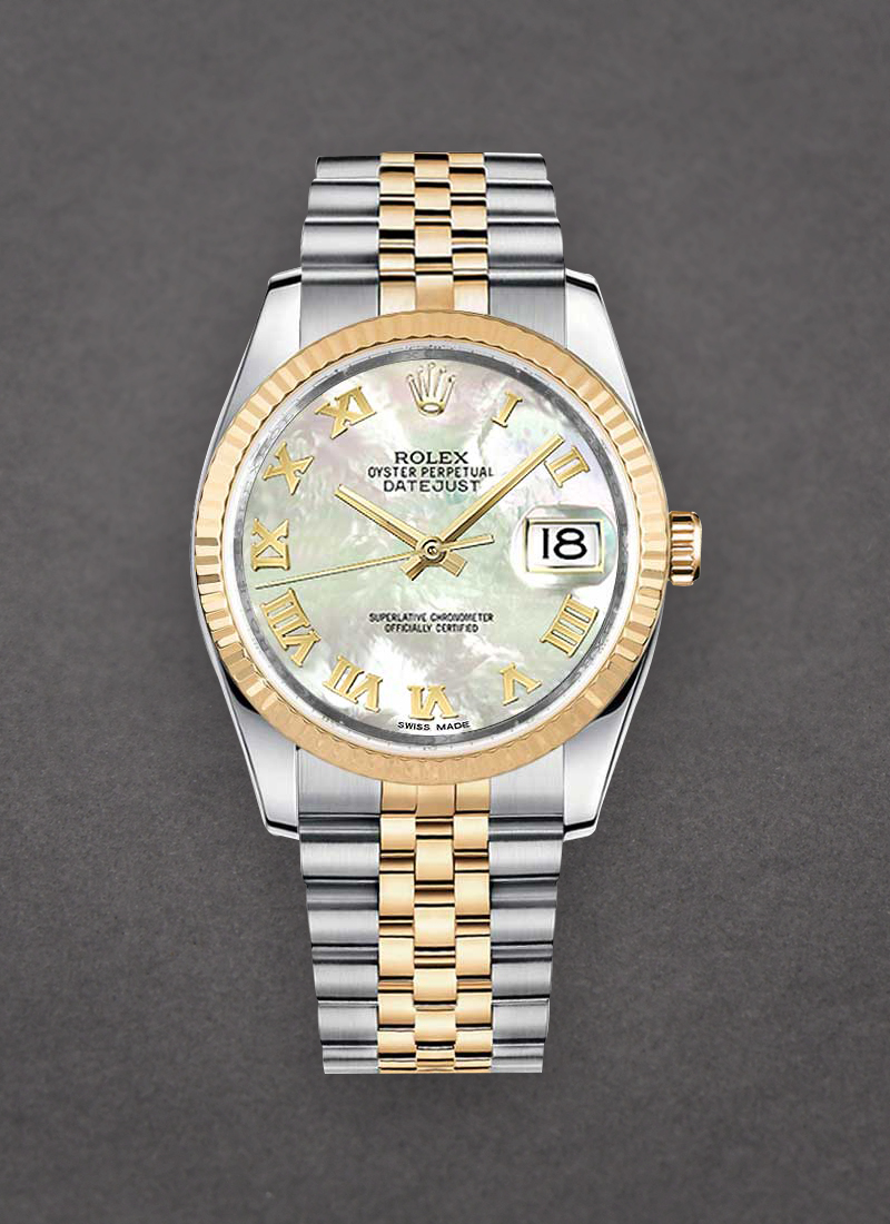 Pre-Owned Rolex 2-Tone Datejust 36mm in Steel with Yellow Gold Fluted Bezel