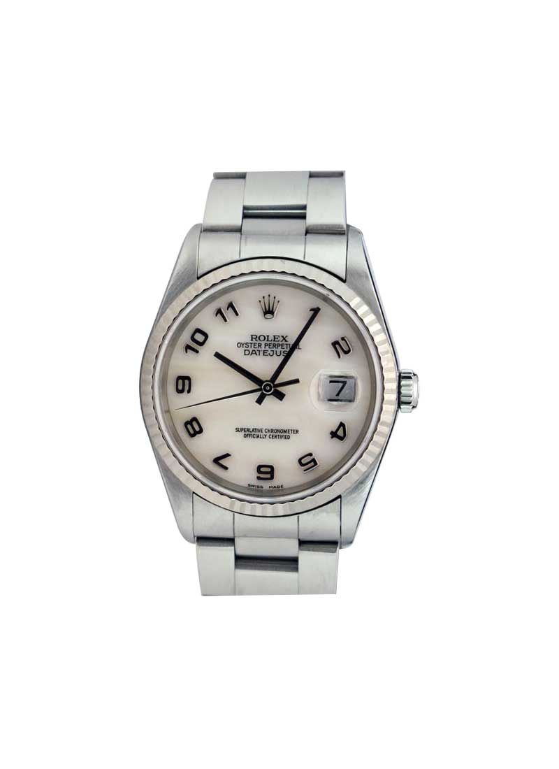 Pre-Owned Rolex Men's Datejust 36mm with White Gold Fluted Bezel 