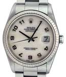 Men's Datejust 36mm with White Gold Fluted Bezel  on Oyster Bracelet with White MOP Arabic Dial