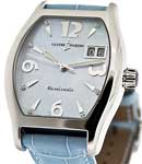 Michelangelo Big Date in Steel on Light Blue Alligator Leather Strap with Mother of Pearl Diamond Dial