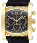 Assioma Chronograph in Yellow Gold on Black Alligator Leather Strap with Black Dial