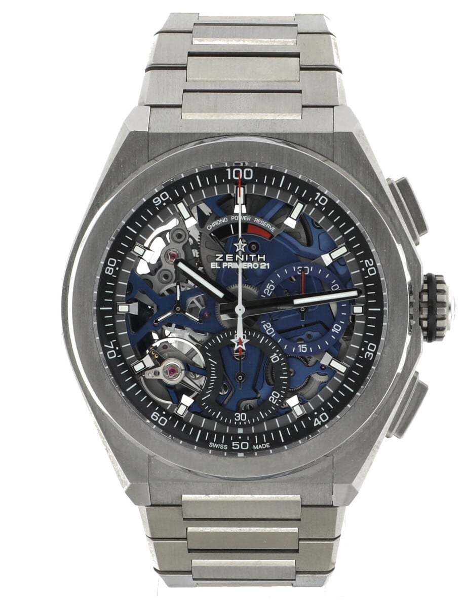 Defy El Primero 21 Chronograph in Titanium on Titanium Bracelet with Skeletonized Dial