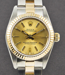 Oyster Perpetual No Date Lady's in Steel with Yellow Gold Fluted Bezel on Oyster Bracelet with Champagne Stick Dial