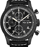 Navitimer 8 Chronograph 43mm in Steel On Black Calfskin Leather Strap with Black Dial