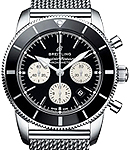 Superocean Heritage II Chronograph 44mm in Stainless Steel with Black Ceramic Bezel on Steel Bracelet with Black Dial