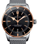 Superocean Heritage II 44mm in Stainless Steel with Rose Gold on Stainless Steel Ocean Classic Bracelet  with Black Dial
