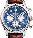 Navitimer 8 B01 Chronograph in Steel On Brown Crocodile Leather Strap with Blue Dial