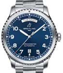 Navitimer 8 Day Date 41mm Automatic in Steel on Stainless Steel Bracelet with Blue Dial