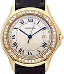 Cougar 33mm in Yellow Gold with Diamond Bezel on Black Alligator Leather Strap with Ivory Roman Dial