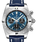 Chronomat B01 Chronograph in Steel on Blue Crocodile Leather Strap with Blue Dial