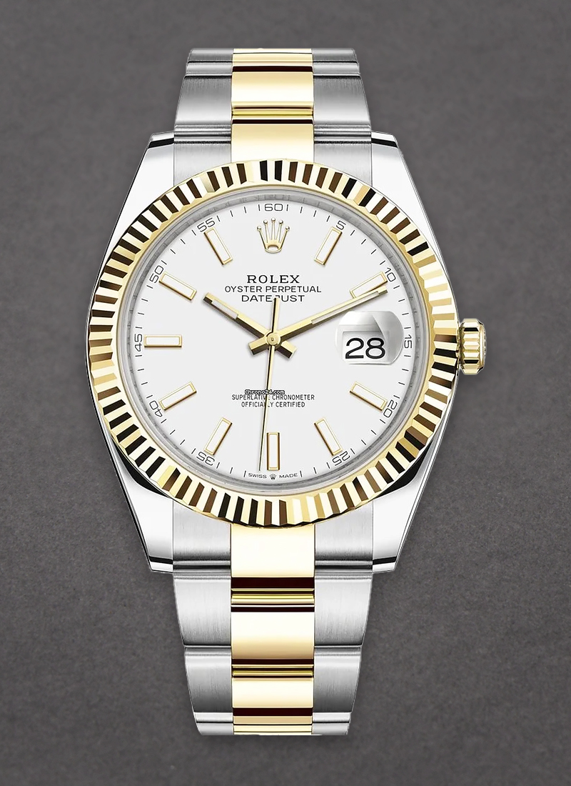 Pre-Owned Rolex 2-Tone Datejust 41mm in Steel with Yellow Gold Fluted Bezel