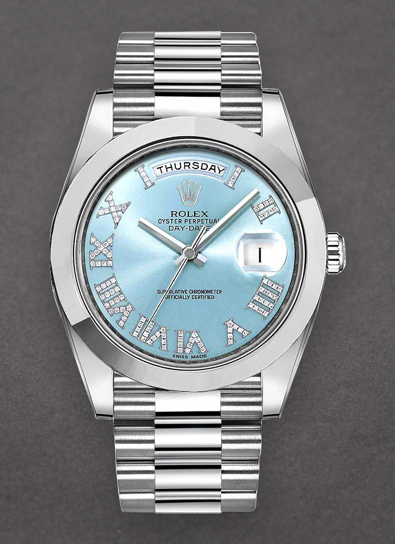 Pre-Owned Rolex Day Date President II in Platinum with Smooth Bezel