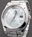 Day Date President II in Platinum with Smooth Bezel on President Bracelet with Ice Blue Roman Diamond Dial