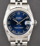 Mid Size Datejust 31mm in White Gold Bezel on Jubilee Bracelet with Blue Roman Dial