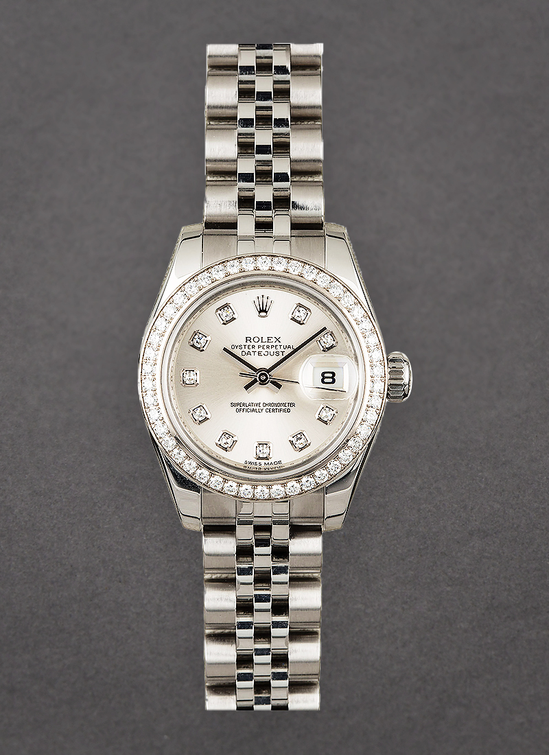 Pre-Owned Rolex Lady's Datejust 26mm in Steel with White Gold Diamond Bezel