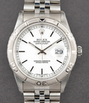 Datejust 36mm in Steel with White Gold Thunderbird Bezel on Jubilee Bracelet with White Stick Dial