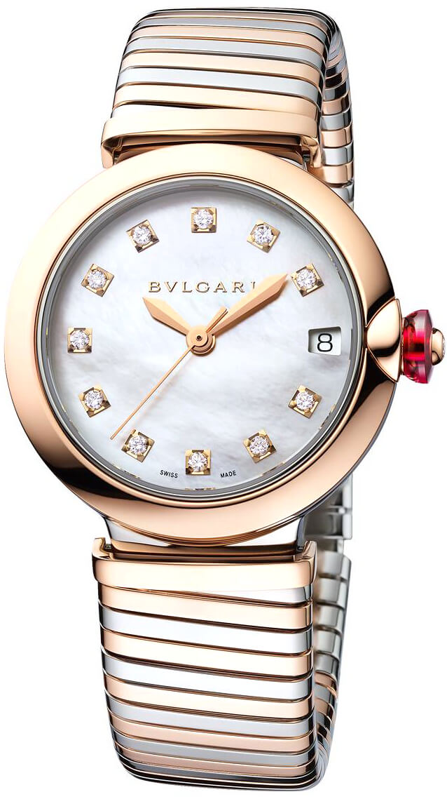 Lucea Automatic 33mm in Steel and Rose Gold on Two Tone Bracelet with MOP Diamond Dial
