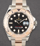 Yacht-Master 40mm in Steel with Rose Gold Bezel on Oyster Bracelet with Black Dial