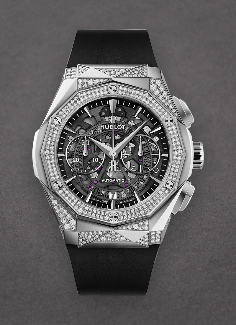 Hublot Classic Fusion Aerofusion Chronograph Orlinski in Titanium with Diamond Bezel and Lugs