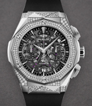 Classic Fusion Aerofusion Chronograph Orlinski in Titanium with Diamond Bezel and Lugs on Black Rubber Strap with Black Skeleton Dial