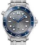 Seamaster Diver 300M Co-Axial Master Chronometer in Steel with Blue Bezel On Steel Bracelet with Grey Dial