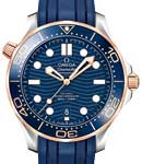 Seamaster Diver 300M Co-Axial Master in Steel and Rose Gold with Blue Bezel On Blue Rubber Strap with Blue Dial
