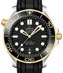 Seamaster Diver 300M Co-Axial Master in Steel and Rose Gold with Black Bezel On Black Rubber Strap with Black Dial