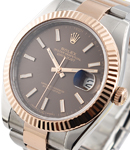Datejust || 2-Tone 41mm with Fluted Bezel on Oyster Bracelet with Chocolate Stick Dial