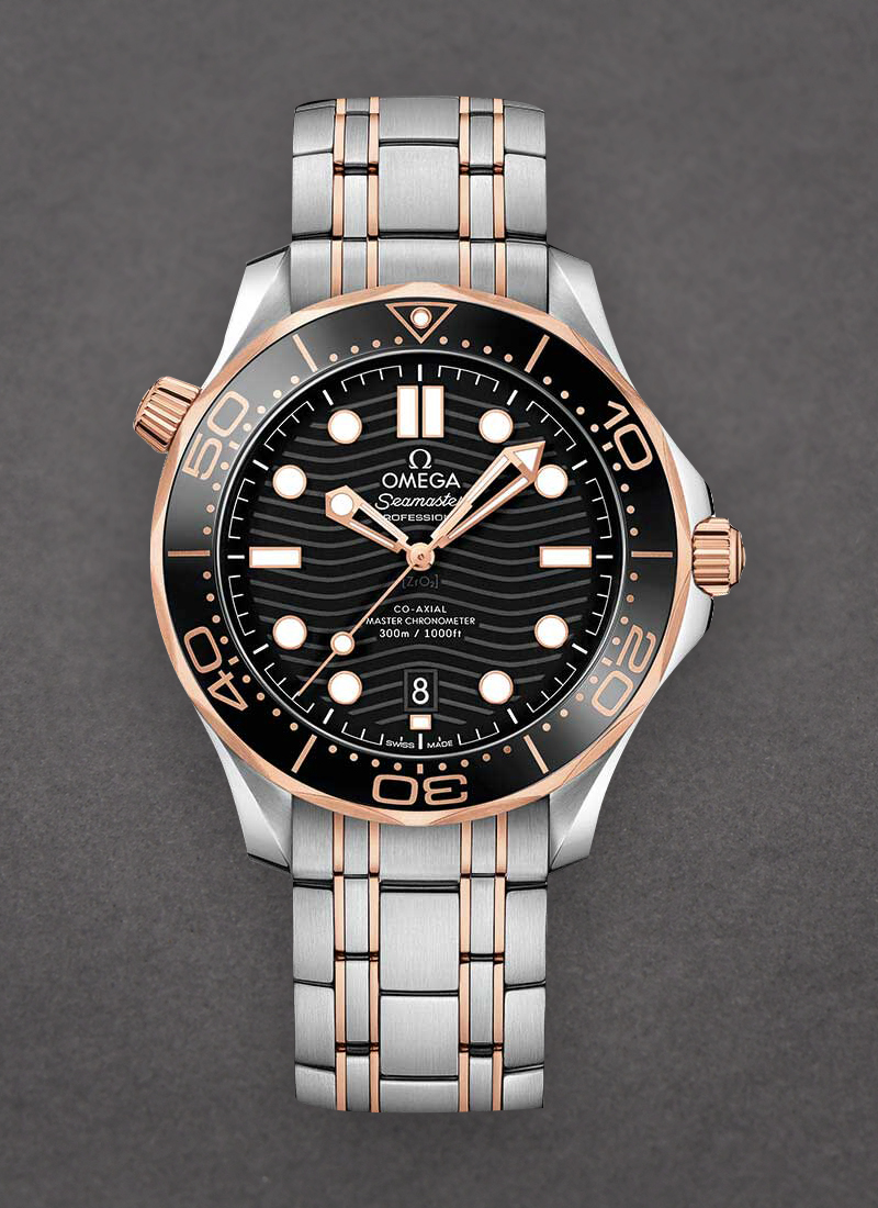 Omega Seamaster Diver 300M Co-Axial Master in Steel and Rose Gold with Black Bezel