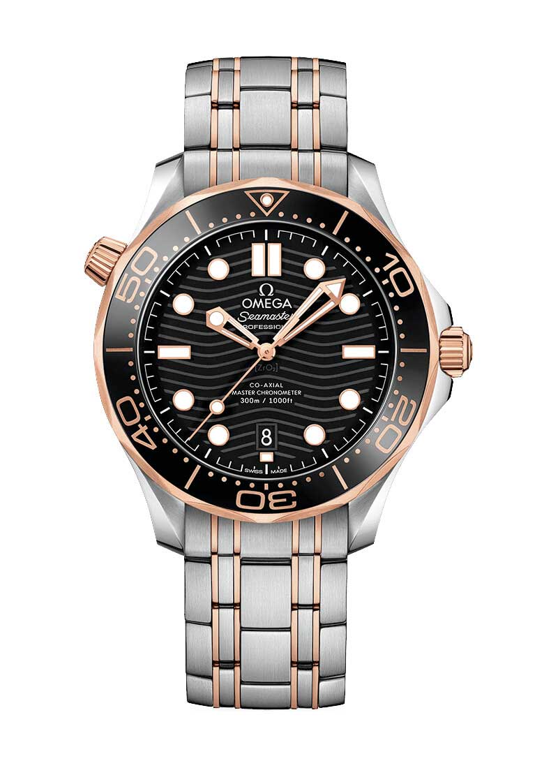 Omega Seamaster Diver 300M Co-Axial Master in Steel and Rose Gold with Black Bezel