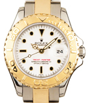 Yacht-Master 29mm in Steel with Yellow Gold Thunderbird Bezel on Oyster Bracelet with White Index Dial